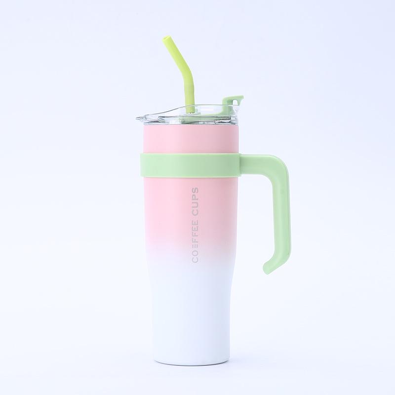 

40oz Minimalist 304 Stainless Steel Insulated Ice Tumbler with Straw - Large Capacity Portable Car Cup 40oz