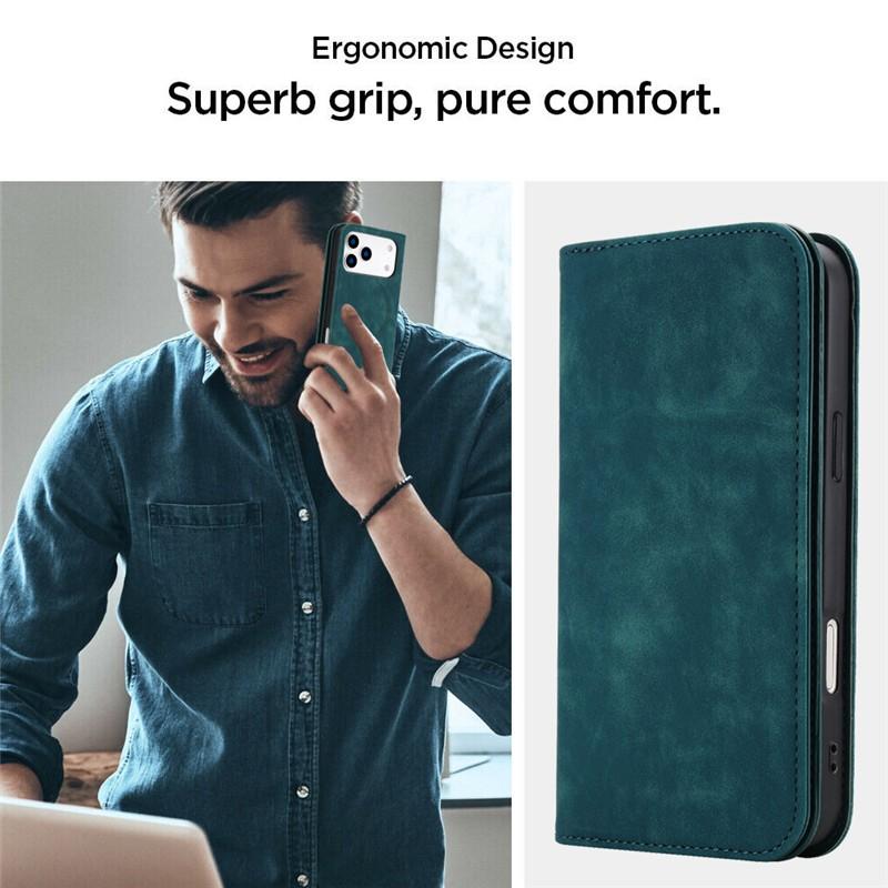 Wireless Charging For Magsafe Wallet Flip Case For iPhone 17 Pro Max 12 13 14 Plus 15 16 Pro Retro Leather Card Slots Book Cover