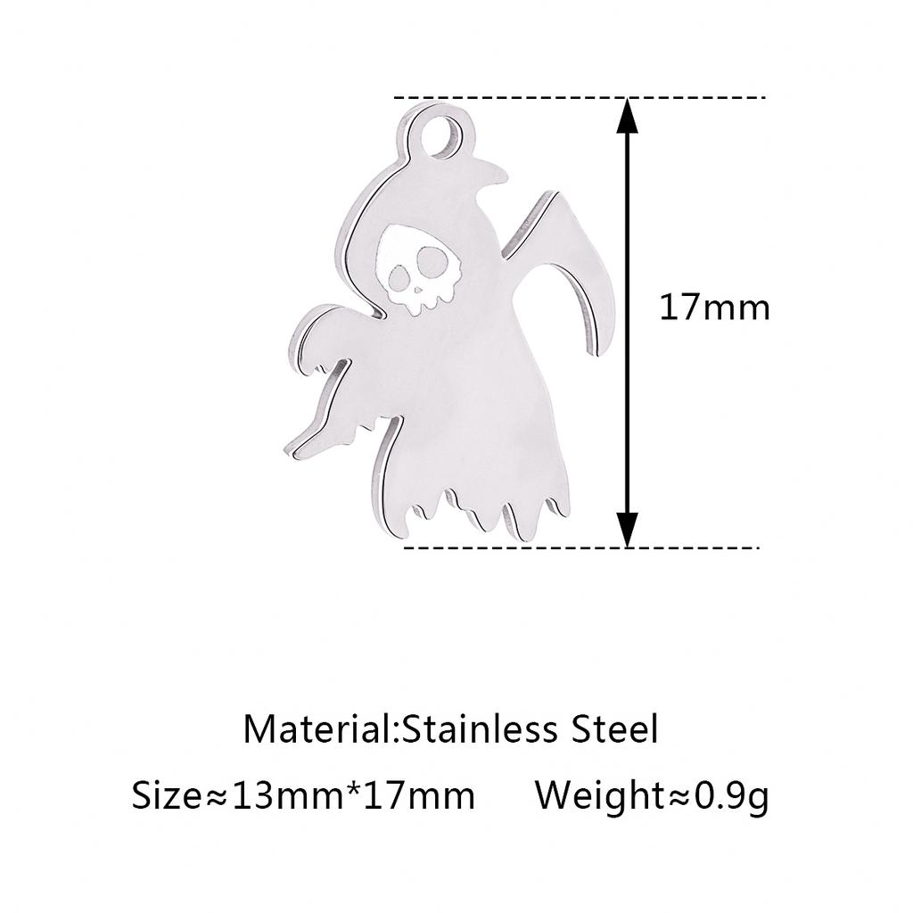 5Pcs/Lot Hollow Halloween Theme Charms Stainless Steel Skull/Pumpkin/Vampire Bat/Witch/Spider/Ghost Pendants For Jewelry Makings