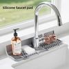 Silicone Faucet Drip Tray - Sink Splash Guard with Soap Holder Drying Rack for Bathroom Vanity and Countertop Storage