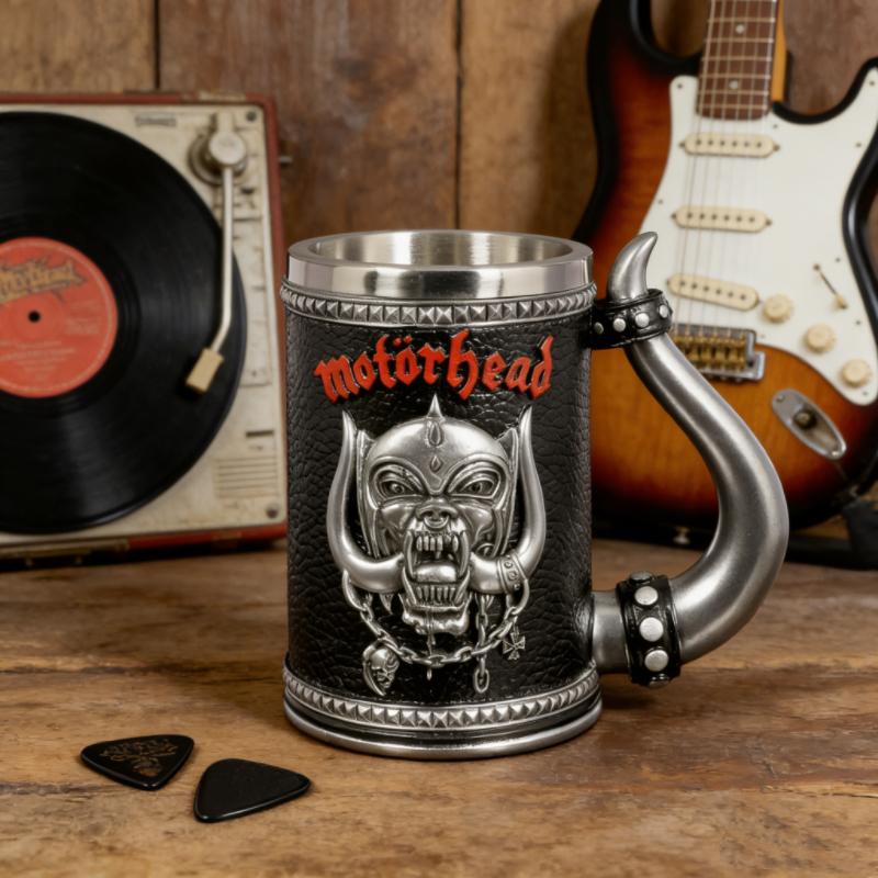 Premium Quality Gothic Skull Mug - 3D Embossed Relief Design, Stainless Steel Inner Liner, Ergonomic Horn Handle