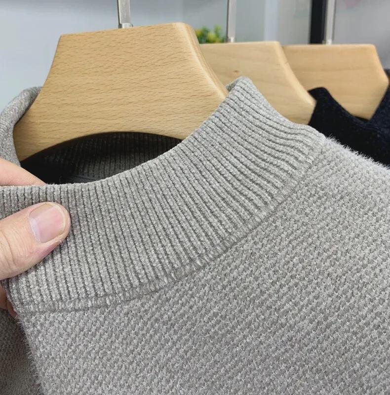 Men's Chenille Half Turtleneck Sweater - Winter Warmth with Plus Velvet Layer