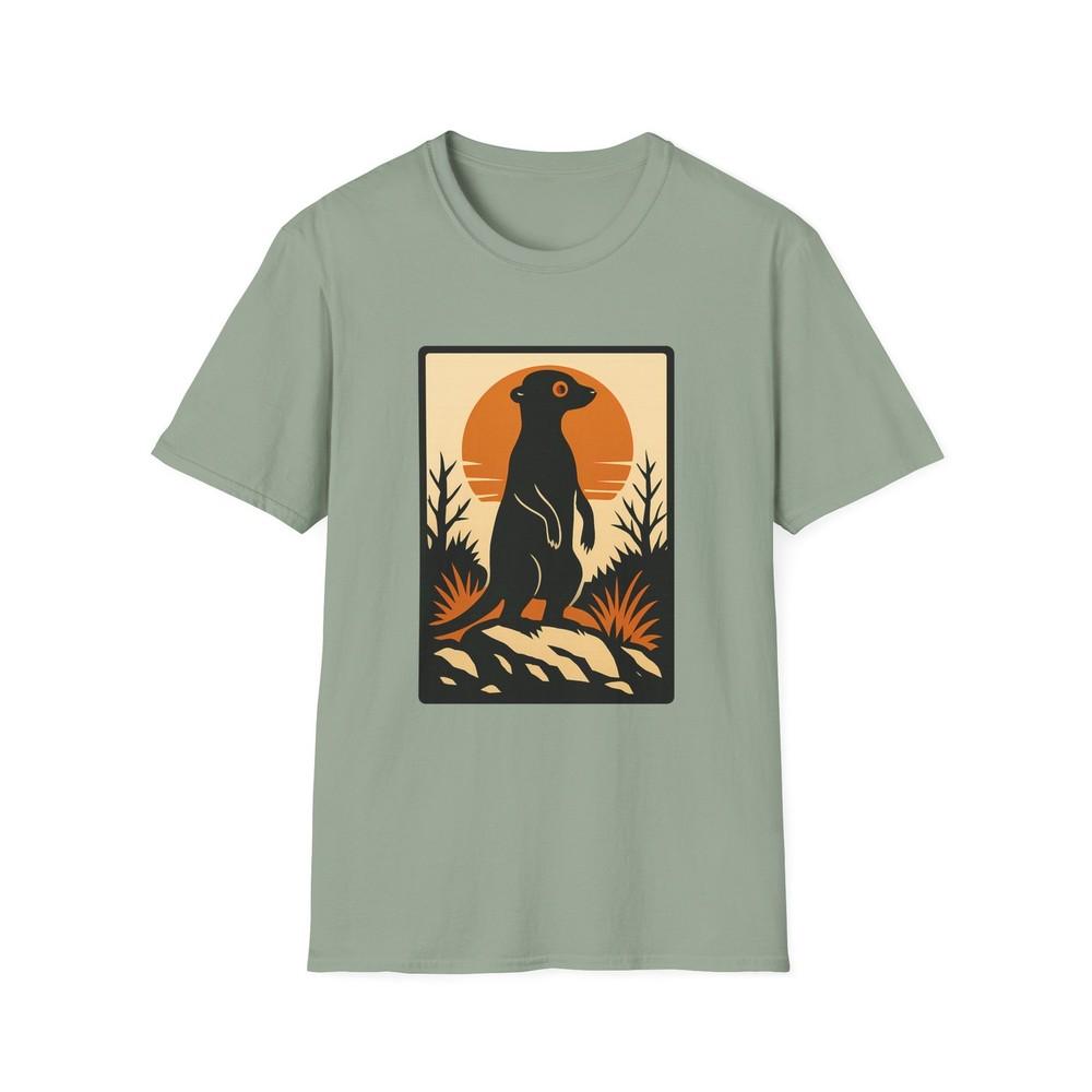 

Unisex Softstyle T-Shirt Alert Meerkat Desert Scene Minimalist Animal Tee S