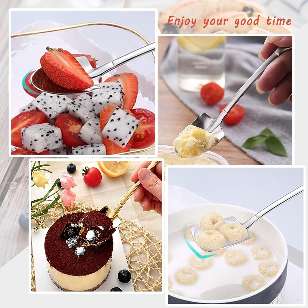 3/6pcs Stainless Steel Coffee Mixing Spoon Fruit Forks Creative Ice Cream Scoops Premium Home Dessert Spoons Kitchen Cutlery Set