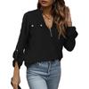 Frühling und Herbst Damen Shirt Pullover V-Ausschnitt Bequemes lässiges einfarbiges Langarmshirt
