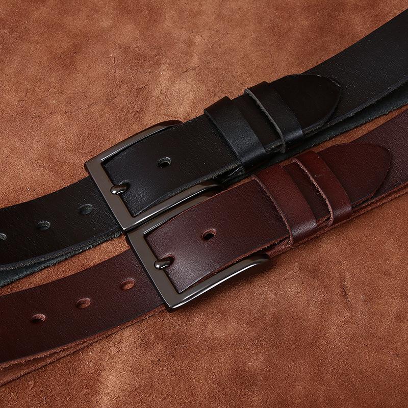 3.8Cm Wide Washed Retro Belt Men'S Genuine Leather First Layer Cowhide Pin Buckle Simple Casual Jeans Belt Men'S