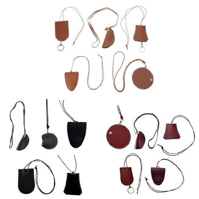 Stylish Leather Glasses Storage Bag Pendant Necklace Keychain Hanging Accessory Elegant Bags with Protective Flap
