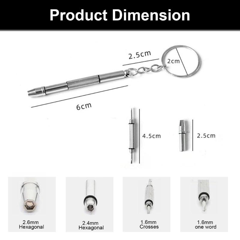 Eyeglasses Screwdriver Repair Kit Precisions 4 In 1 Mini Screwdriver Set Keychain Glasses Sunglasses Watch Electronics