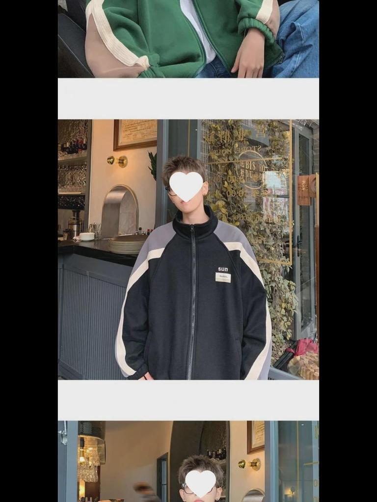 2023 Men's Retro Stand Collar Contrast Baseball Jacket - Stylish and Loose Fit for Spring & Autumn