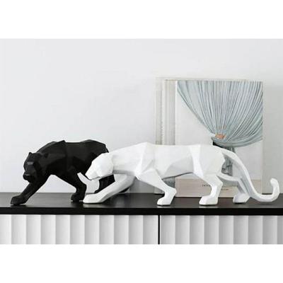 Żywiczna Figurka Czarnego Jaguara do Dekoracji Domu/Statua Czarnej Pantery do Dekoracji Salonu, Figurka Geparda, Element Dekoracyjny do Biura, Opakowanie 1 szt. (Czarny biały)