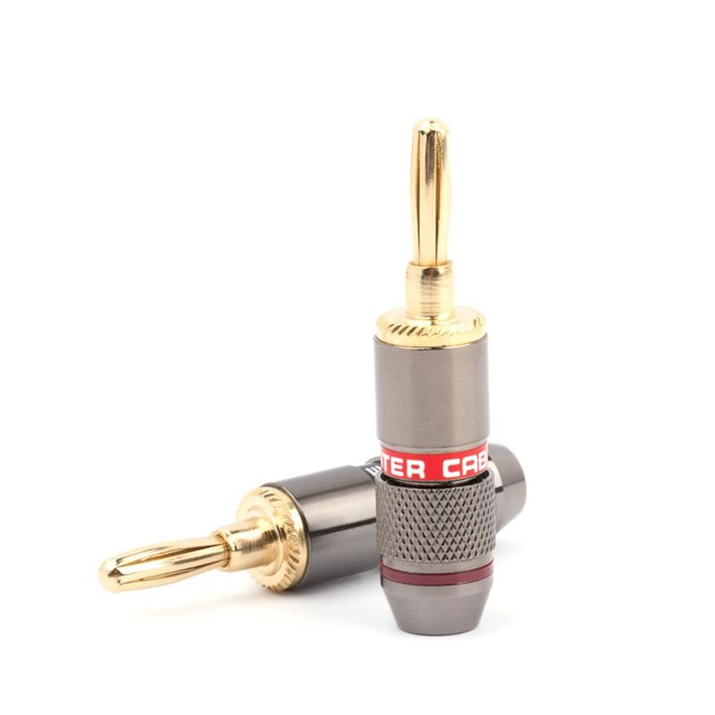 10PCS 24K Gold-plated New HIFI BANANA PLUGS 4MM Banana Connector with Screw Lock For Audio Jack Speaker Plugs Gun Metal