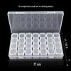 28-Compartment Flip-Top Clear Storage Box for Beads, Jewelry, and Nail Art Accessories