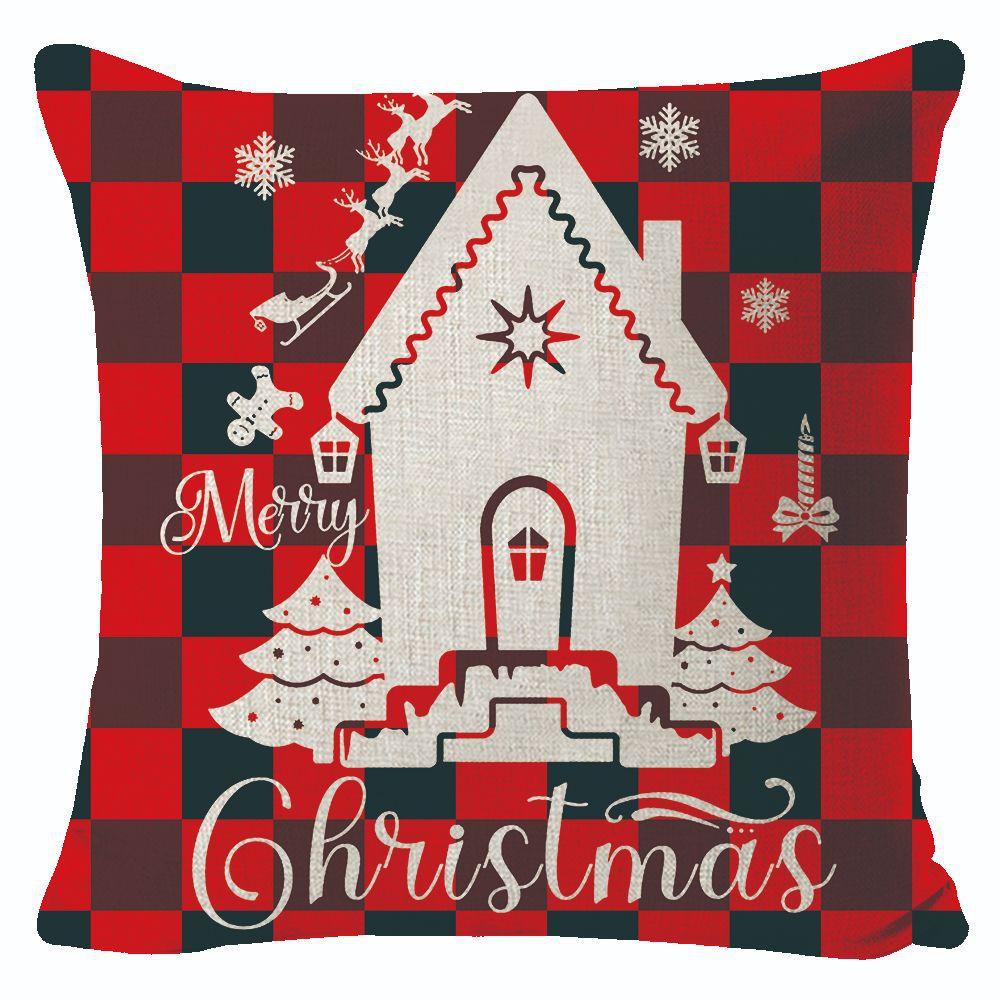 New Christmas Linen Pillow Cover Simple Sofa Pillow Home Printed Cushion Cover