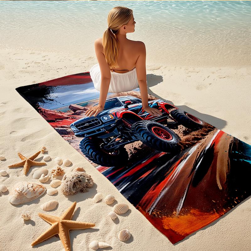 1Pc Monster Truck Adventure Beach Towel Quick Dry Multiuse For Beach Pool Gym Yoga Home Travel Christmas Halloween Xmas Gift G155