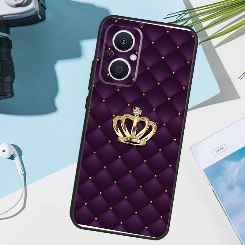 Quilted Texture Sofa Pattern Crown Case For OPPO Reno 11 12 13 13F 12F 11F 8T 7 8 10 Pro OPPO Find X8 Pro X6 X3 X5 Lite Cover