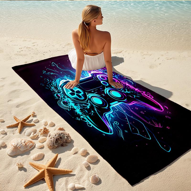 1Pc Neon Controller Art Beach Towel, Quick Dry, Multi-Use for Beach Pool Gym Yoga Home Travel, Christmas, Halloween, Xmas Gift M928765