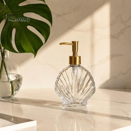Muschel Lotion Flasche 400ML Strand Nachfüllbarer Seifenspender, Flüssig Hand Glas Spender Behälter, Pumpe für Badezimmer Küchen Arbeitsplatte Behälter