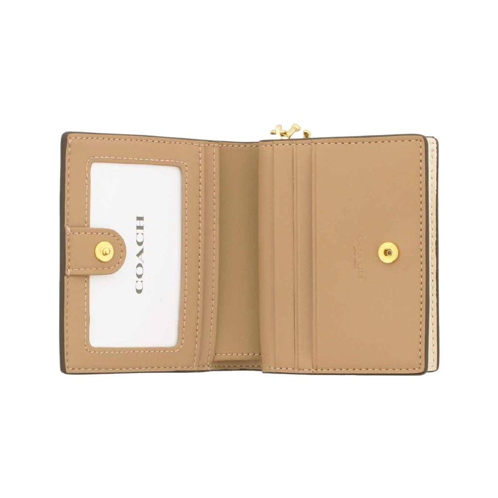 New COACH Snap Wallet Canvas With Leather Clutch Wallet Women's Khaki CH477-IMOT4