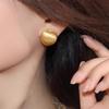 European and American Fashion Light Luxury Matte Metal Brushed Semicircular Ball Stud Earrings Niche Design Sense Versatile Temperament Earrings