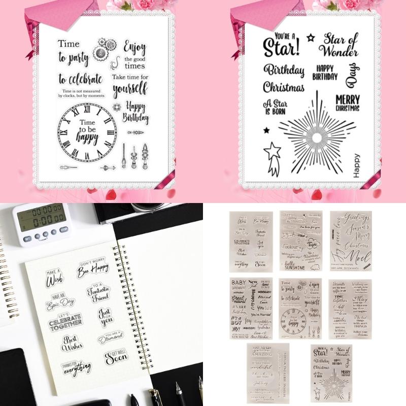 8 Stück Segenwort Silikonstempel für Geburtstagskartenherstellung Journal Bastelverzierungen Hintergrunddekoration Stempel