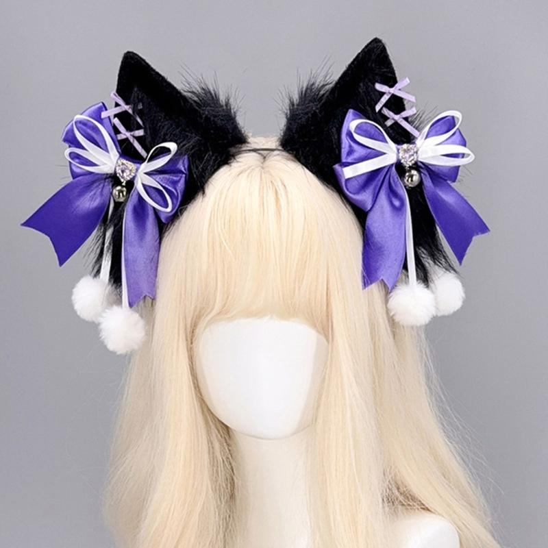 Wolf Ear Headband Wolf Tail Costume Furry Ear Headband Furry Tail Halloween Cosplay Accessories for Women Masquerade