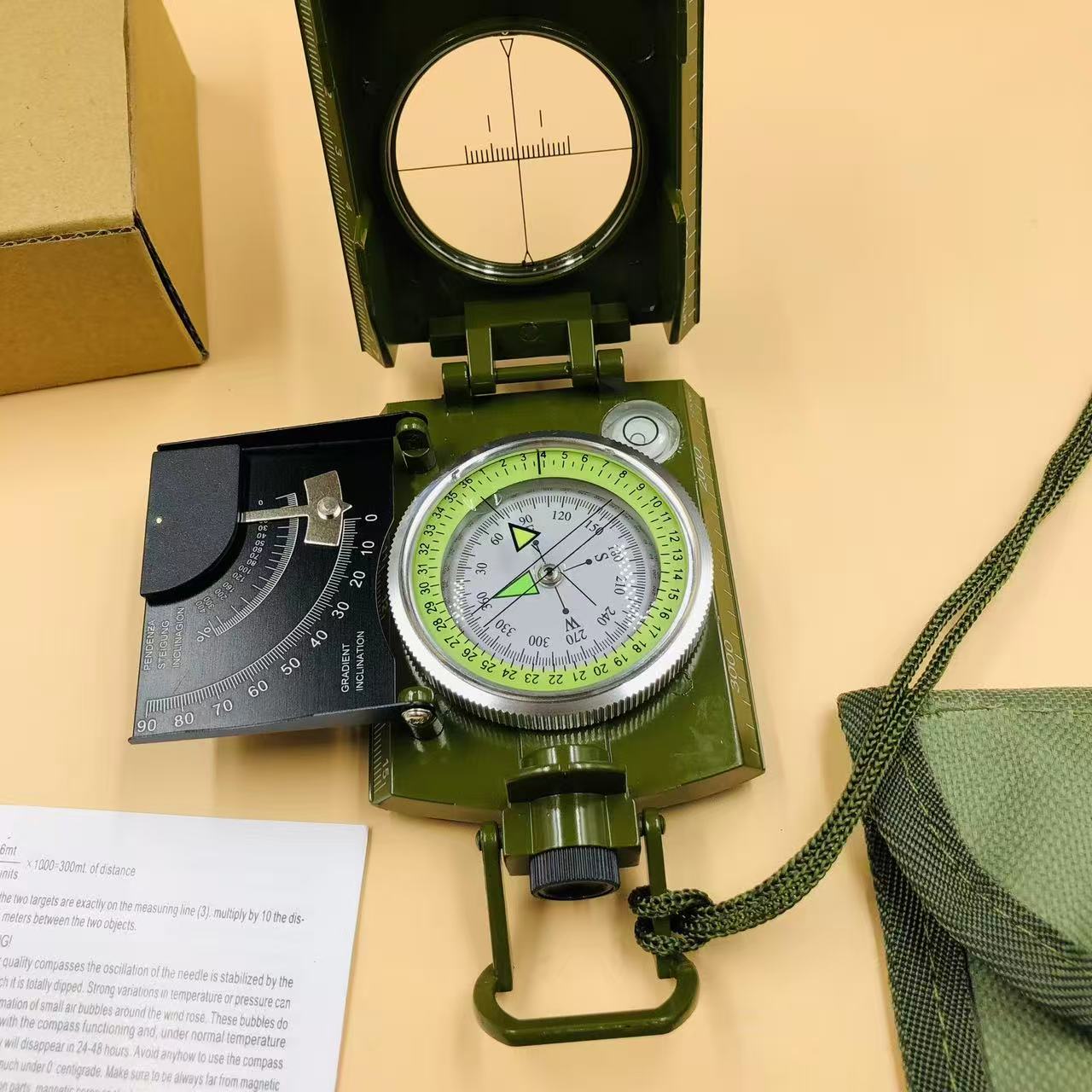 High-Quality Multi-Function Luminous Geological Compass, High-Precision North Pointer светло-зеленый