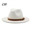 Outdoor Hiking Headwear Wool Felt Fedora Hat, Unisex Panama Hat with Faux Leather Band, Casual Daily Wear Wide Brim Vintage Trilby for Women
