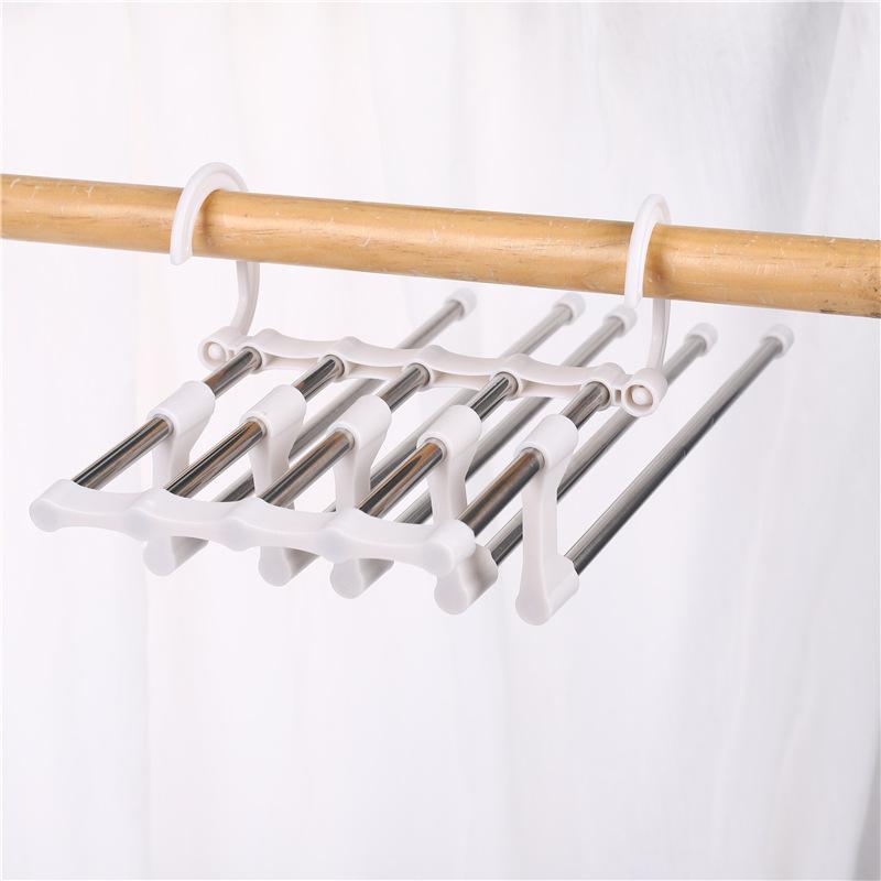 Folding Pants Rack Home Pants Hanger Multi-layer Magic Seamless Trousers Clip Wardrobe Storage Supplies 5-in-1 Trousers Hanger