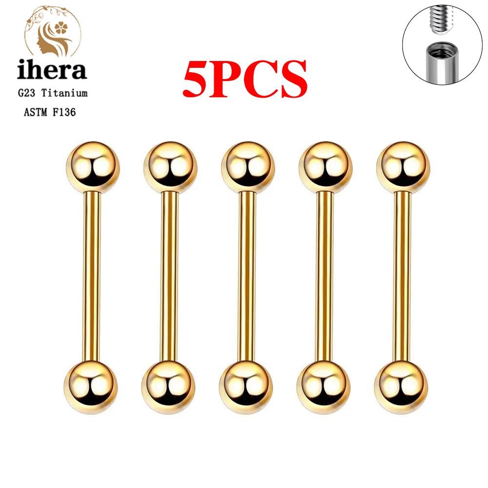 5/10PCS G23 Titanium Piercing Long Industrial Barbell Ring Tongue Nipple Bar 14G 16G Internal Thread Ear Cartilage Body Jewelry