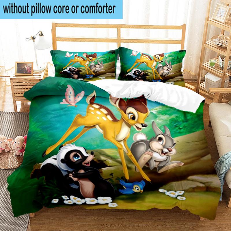 3PCS Classic cartoon Bam Deer 3pcs Bedding,Including 3PCS Duvet Cover And 2pcs Pillowcases Perfect for Christmas,Ideal for Bedroom, Dormitory