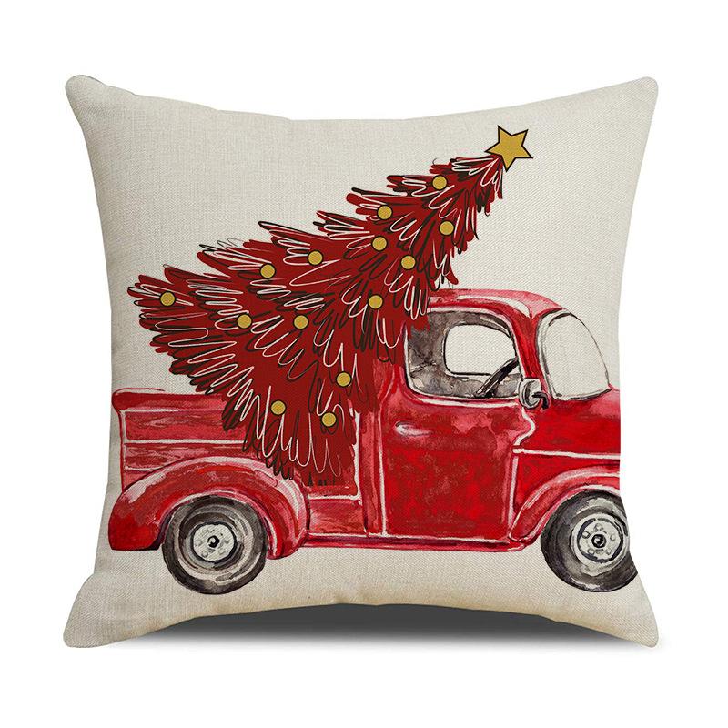 New Red Christmas Pillow Cover Linen Letter Print Pillow Living Room Decoration Sofa Cushion Cover