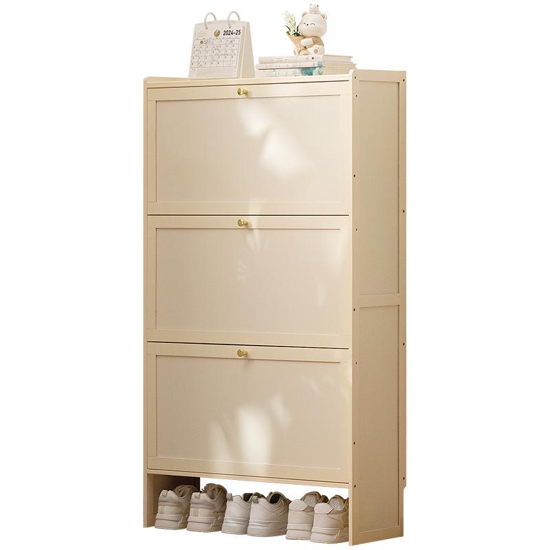 Slim Vertical Shoe Cabinet with Multi-Layer Storage and Doors