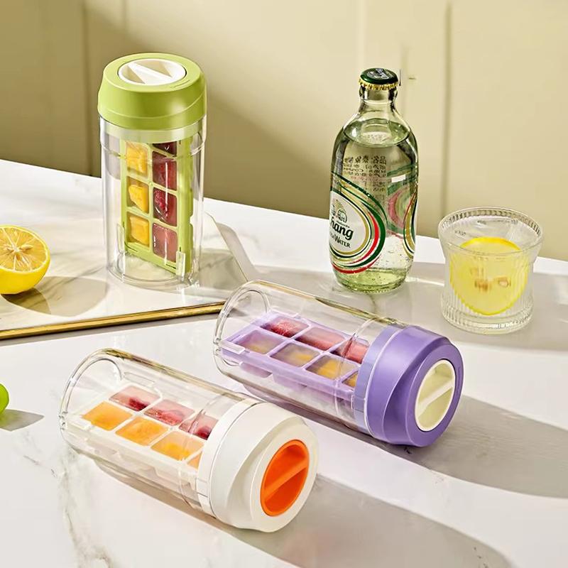 2-In-1 Ice Cube Water Bottle Portable Ice Maker Kettle Whiskey Ice Cream Ice Mold Cooler Cup Outdoor Fitness Drink Tool