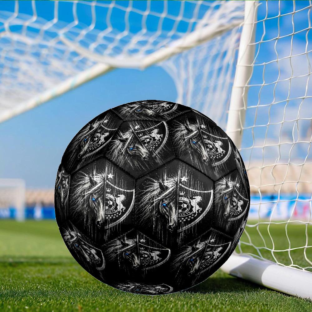 Qarabag Golden Crested Football Emblem Size 5 Soccer Ball,Indoor/Outdoor Suitable for Training Matches Tournaments Practice Games Gift for Fan