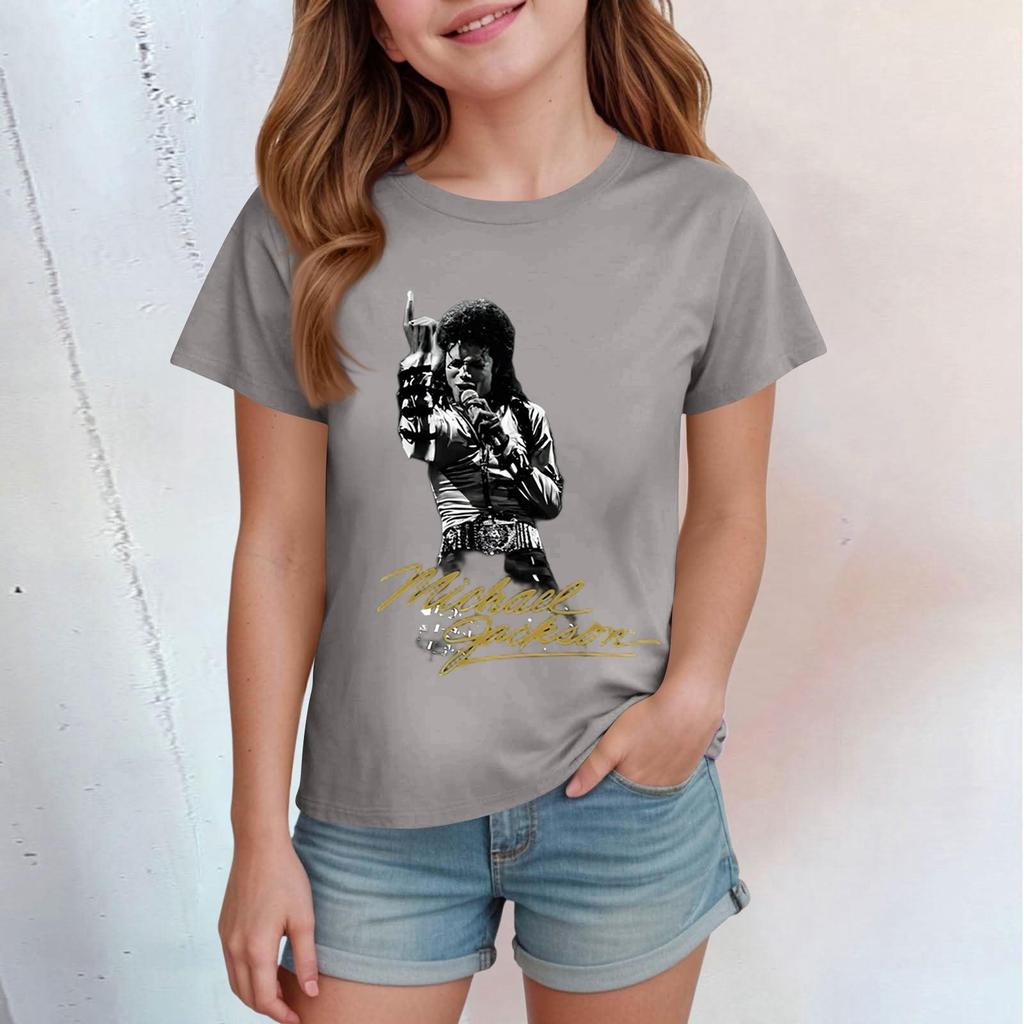 Kinder Print Rundhals Kurzarm Freizeit T-Shirt