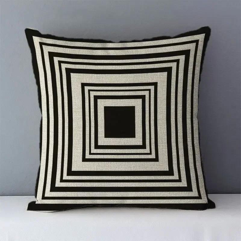 45x45cm square pillowcase European Casual Cozy White & black geometric cushion cover for sofa/bed home decorative Pillow Case