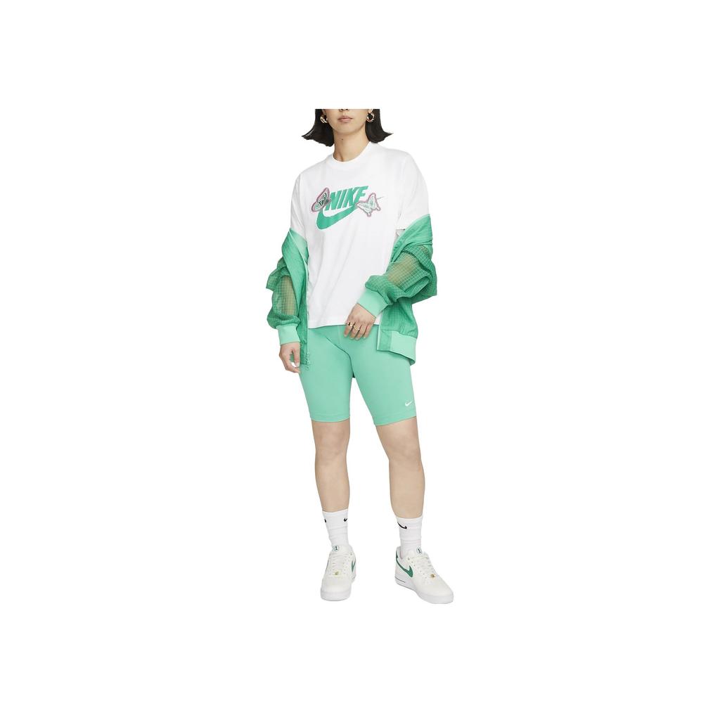 Nike Letter Logo Print American Vintage Round Neck Short Sleeve T-Shirt Women Tops White FD2526-100