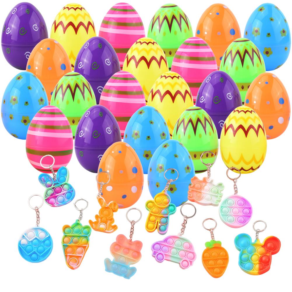 12/24 Pack Easter Basket Stuffers with Fidget Toys Surprise Easter Eggs for Kids Easter Egg Hunt Game and Party Favors