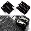 [Revetta] Crocodile Leather Long Wallet for Men, Genuine Leather, Black, Large Capacity, 40 Card Slots, Double Round Zipper, Silver, Single Piece Leat