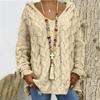 Women's Long Sleeved Hooded V Neck Knitted Loose Pullover Luxurious Relaxed-fit Slimming and Versatile Top