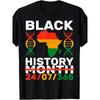 European Sizes Black History Month 365 African American Pride T-Shirt - Retro Graphic Tee with Africa Map & DNA Helix Design