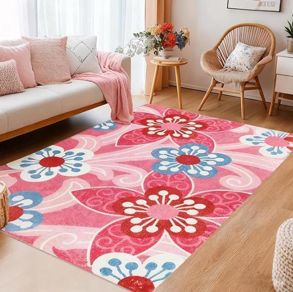 

Stripe Color Rug Machine Washable Area Rug for Girls Bedroom Nonslip Kids Rug Children Soft Fluffy Home Decor for Nursery Rugs 40X60cm