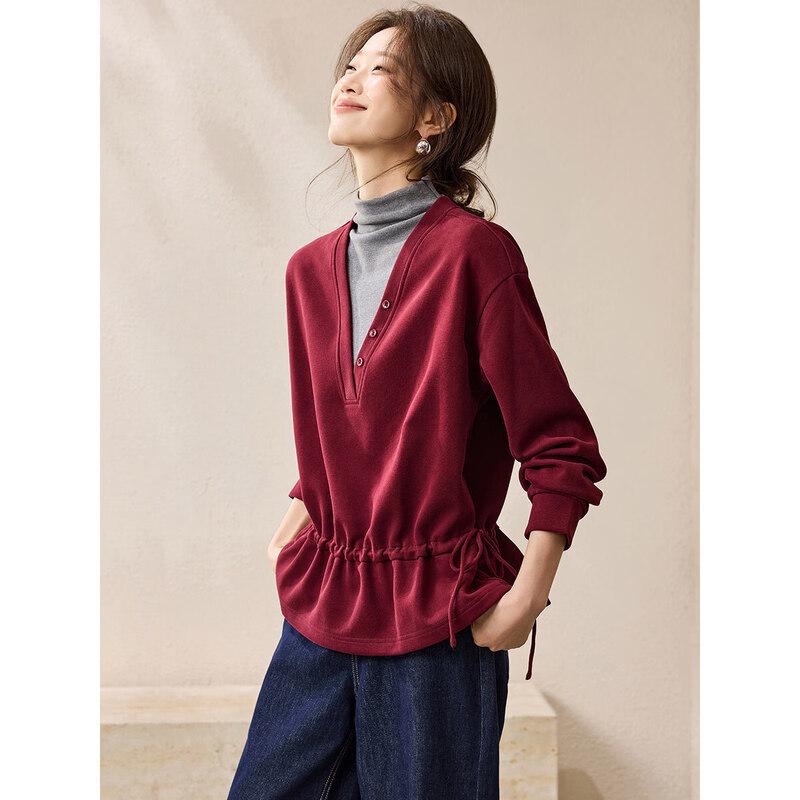 Mohan Yimei Ballet Style V-Neck Pullover Sweatshirt M