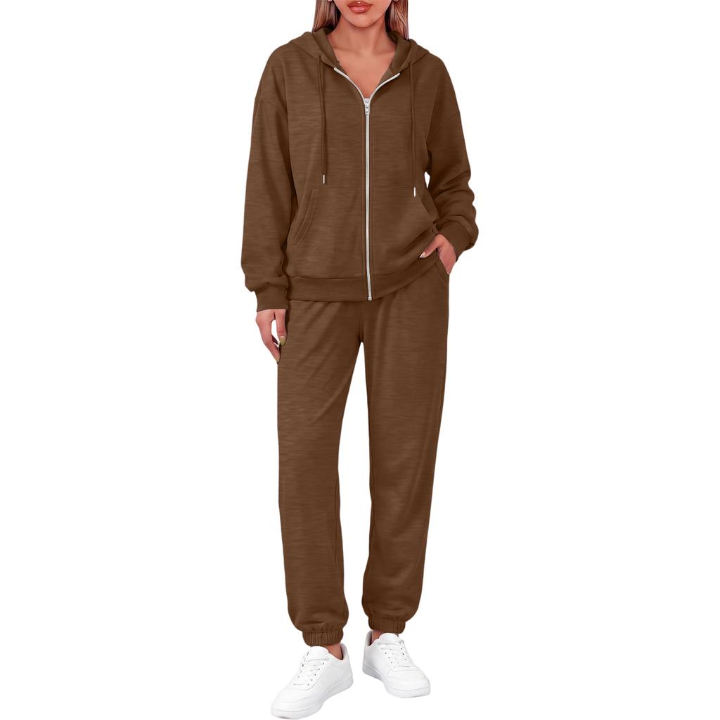 Women's Fashion Comfortable Hoodie Jacket Set for Winter Casual Wear