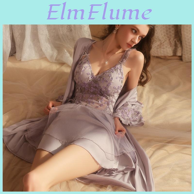 Youthful Satin Nightwear With Breathable Fabric And Floral Embroidery Design For Home And Hotel Use