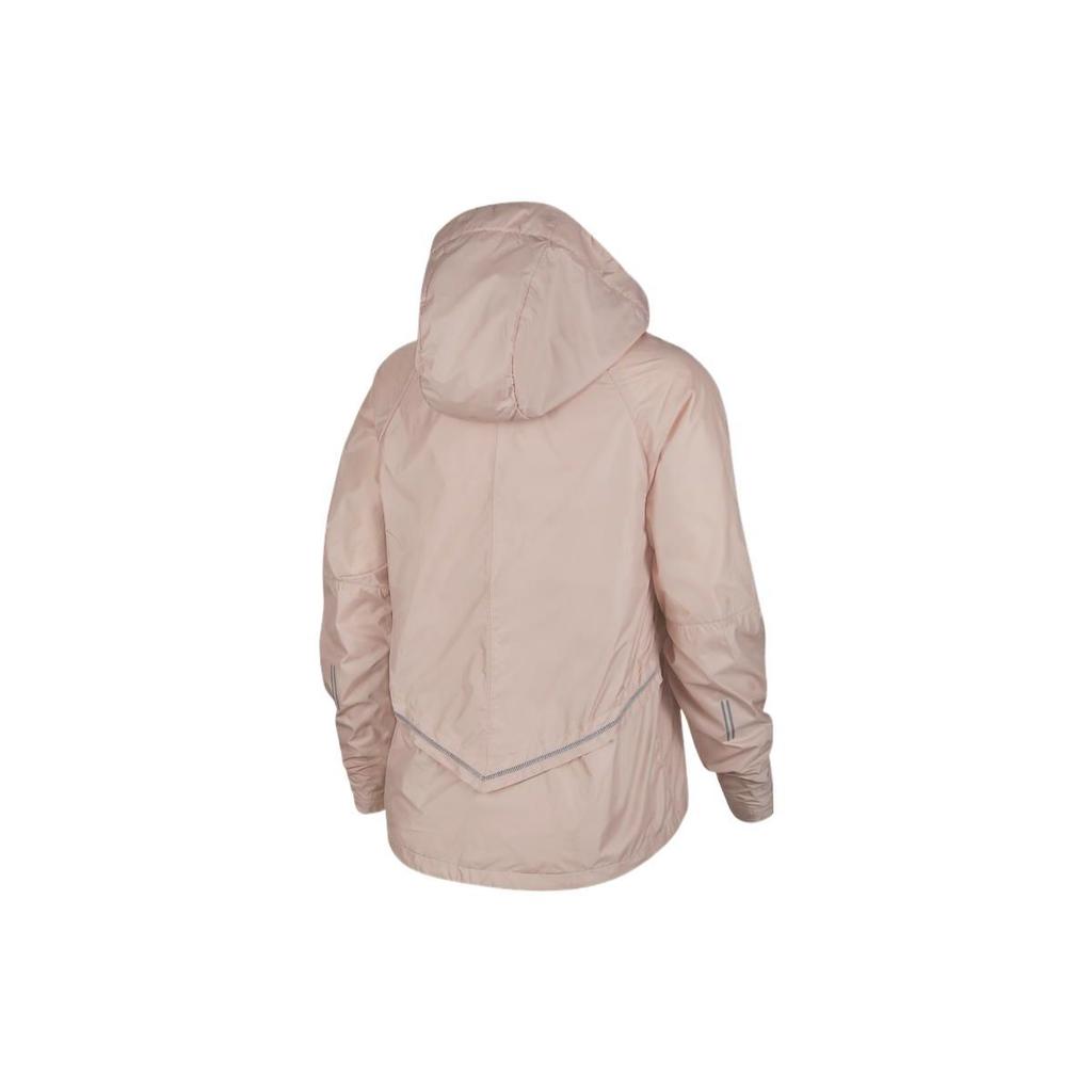 Nike Shield Logo Print Solid Hooded Jacket Women Jackets Pink CU3386-601