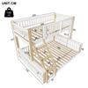 Bunk Bed, 90x200cm+140x200cm, Ladder, Bed Guard Rail, Simple Style, without Mattress, White + Natural