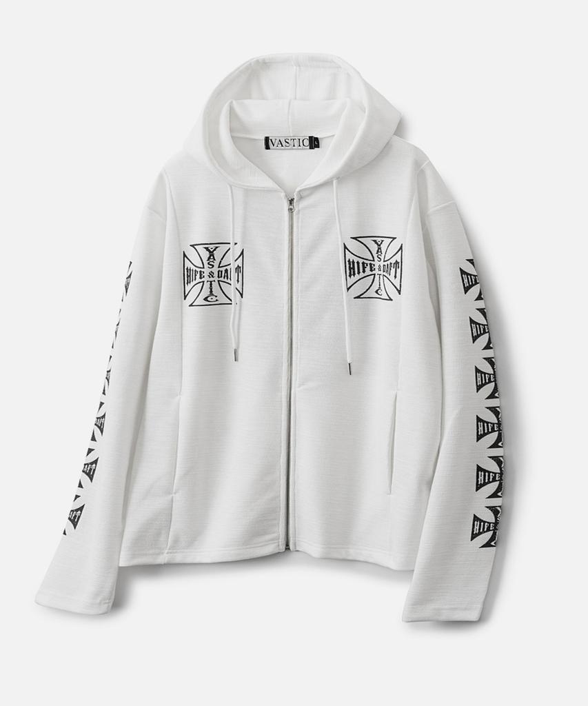 Vastic Cross Logo Zip-Up Hoodie_White
