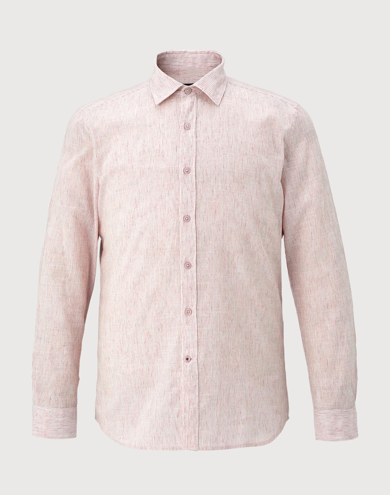 Indian Linen Blend Striped Shirt_Miunlys2161 Color: Light Blue(52)/100