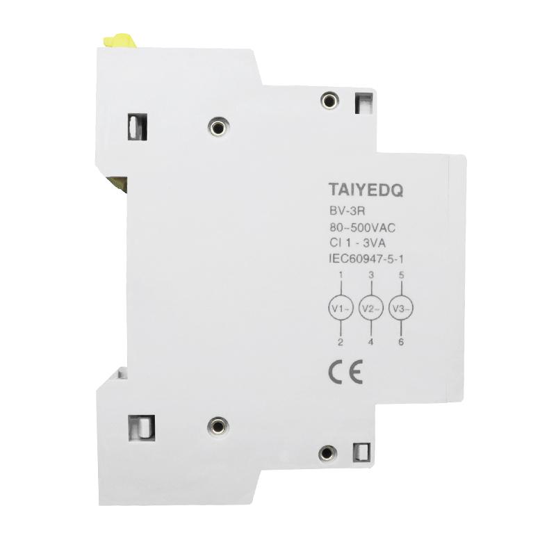 Din Rail Mount Three Phase Voltage Meter AC 80-500V Modular Voltage Meter LED Digital Display BV-3R